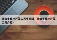 微信小程序開發(fā)工具手機(jī)版（微信小程序開發(fā)工具介紹）