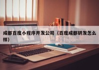 成都百度小程序開發(fā)公司（百度成都研發(fā)怎么樣）