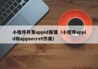 小程序開發(fā)appid報錯（小程序appid和appsecret作用）