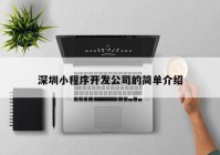 深圳小程序開發(fā)公司的簡單介紹